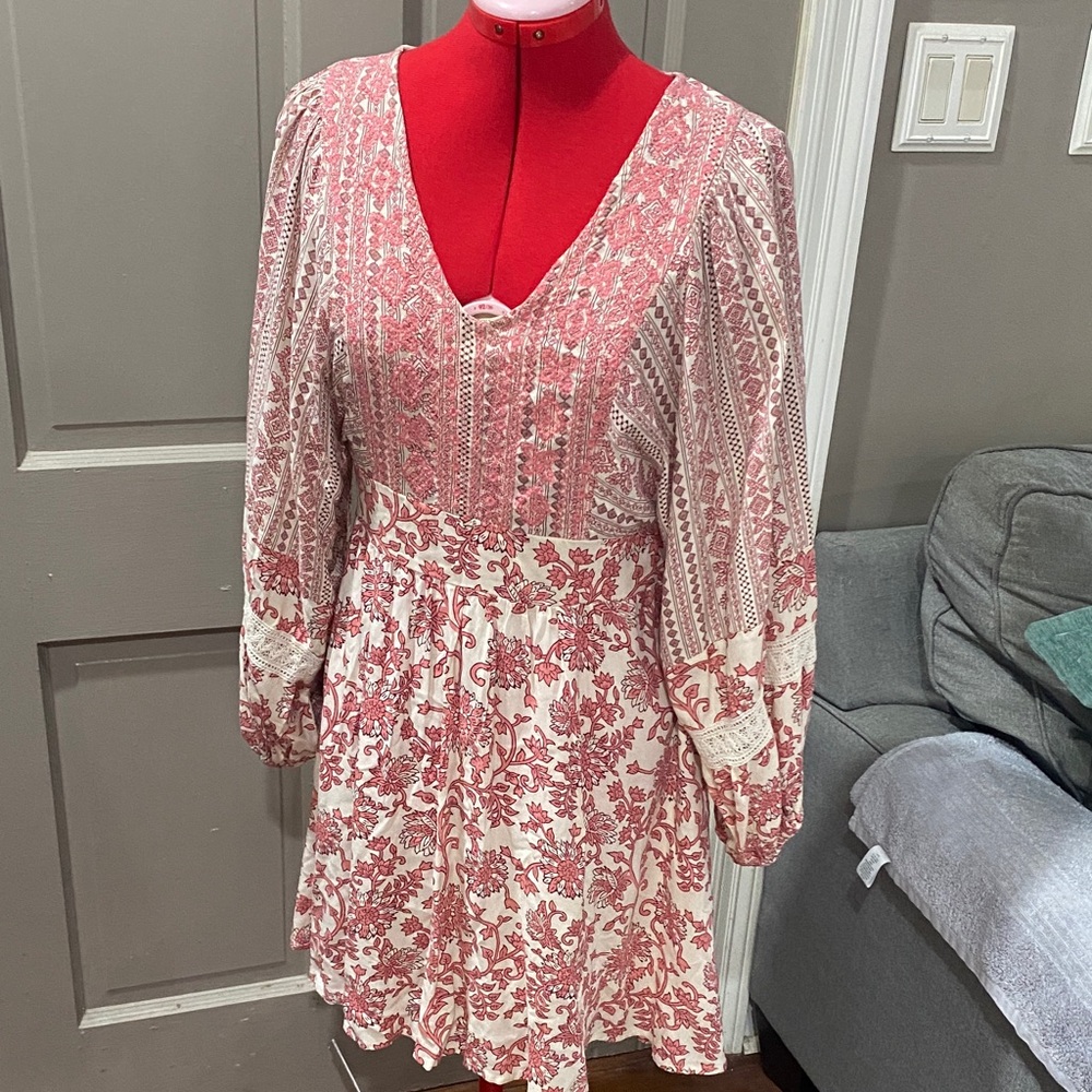 Sincerely Jules Pink and Cream Long Sleeve Dress